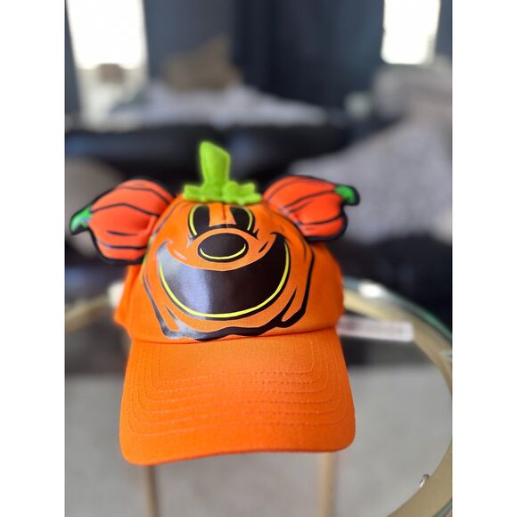 Disney Parks Mickey Pumpkin Patch Halloween Hat Glow in the Dark Ears Adult One - Picture 1 of 7